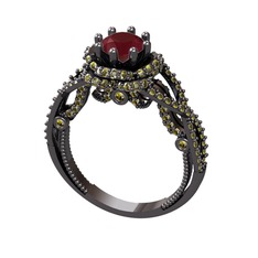 Luana Tektaş Yüzük - Kök yakut ve peridot 925 ayar siyah rodyum kaplama gümüş yüzük #rtulbg