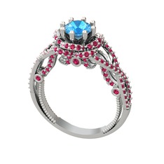 Luana Tektaş Yüzük - Akuamarin ve rodolit garnet 14 ayar beyaz altın yüzük #rx8jnw