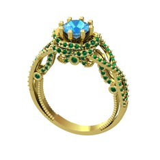 Luana Tektaş Yüzük - Akuamarin ve yeşil kuvars 18 ayar altın yüzük #tks7ec