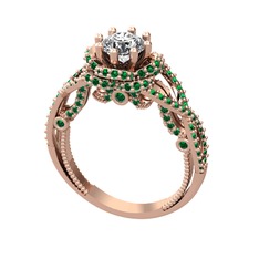 Luana Tektaş Yüzük - Swarovski ve yeşil kuvars 14 ayar rose altın yüzük #u4d5pg