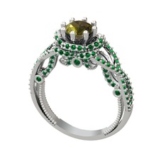 Peridot ve yeşil kuvars 925 ayar gümüş yüzük