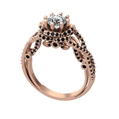 Luana Tektaş Yüzük - Swarovski ve siyah zirkon 925 ayar rose altın kaplama gümüş yüzük #uw5lef