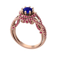 Lab safir ve rodolit garnet 18 ayar rose altın yüzük
