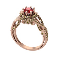 Luana Tektaş Yüzük - Garnet ve peridot 18 ayar rose altın yüzük #vs7yu1