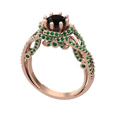 Luana Tektaş Yüzük - Siyah zirkon ve yeşil kuvars 14 ayar rose altın yüzük #vxepwj