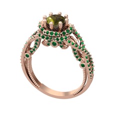 Peridot ve yeşil kuvars 8 ayar rose altın yüzük