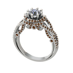 Luana Tektaş Yüzük - Pırlanta ve dumanlı kuvars 925 ayar gümüş yüzük (0.92 karat) #xm8e84