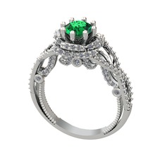 Luana Tektaş Yüzük - Yeşil kuvars ve swarovski 8 ayar beyaz altın yüzük #xq4qhx