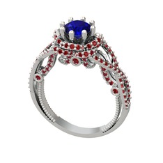 Lab safir ve garnet 18 ayar beyaz altın yüzük