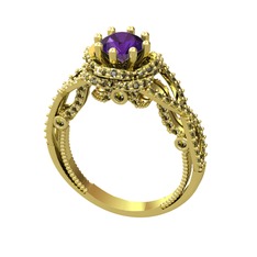 Ametist ve peridot 925 ayar altın kaplama gümüş yüzük