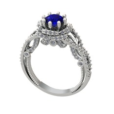 Luana Tektaş Yüzük - Lab safir ve swarovski 8 ayar beyaz altın yüzük #ygi8h7