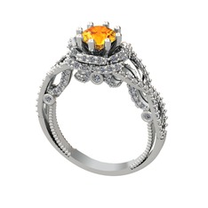 Luana Tektaş Yüzük - Sitrin ve swarovski 8 ayar beyaz altın yüzük #ytsbjq