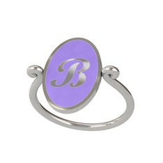 8 ayar beyaz altın yüzük (Menekşe mineli)