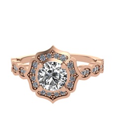 Minimal Arden Yüzük - Swarovski ve pırlanta 8 ayar rose altın yüzük (0.374 karat) #102dt7q