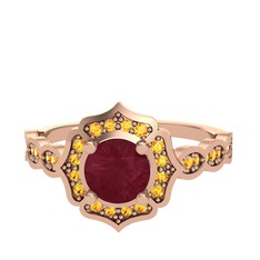 Minimal Arden Yüzük - Kök yakut ve sitrin 925 ayar rose altın kaplama gümüş yüzük #116u4ki