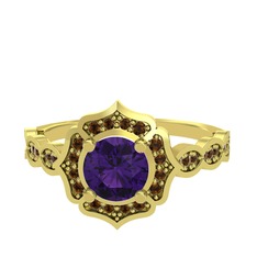 Minimal Arden Yüzük - Ametist ve dumanlı kuvars 925 ayar altın kaplama gümüş yüzük #117cfu5