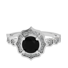 Minimal Arden Yüzük - Siyah zirkon ve swarovski 18 ayar beyaz altın yüzük #11se3xr