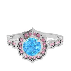 Minimal Arden Yüzük - Akuamarin ve pembe kuvars 925 ayar gümüş yüzük #11zfdc0