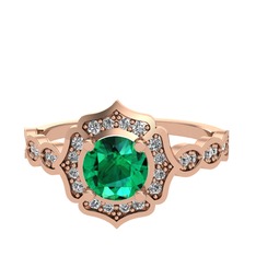 Yeşil kuvars ve beyaz zirkon 925 ayar rose altın kaplama gümüş yüzük