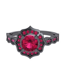 Minimal Arden Yüzük - Rodolit garnet 925 ayar siyah rodyum kaplama gümüş yüzük #12o83fu