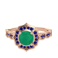 Minimal Arden Yüzük - Kök zümrüt ve lab safir 8 ayar rose altın yüzük #131jn6x