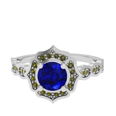 Lab safir ve peridot 925 ayar gümüş yüzük
