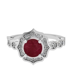 Minimal Arden Yüzük - Kök yakut ve swarovski 8 ayar beyaz altın yüzük #14qcuwe