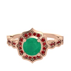 Minimal Arden Yüzük - Kök zümrüt ve garnet 925 ayar rose altın kaplama gümüş yüzük #16o8a1z