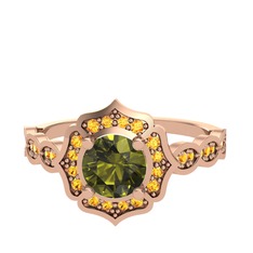 Minimal Arden Yüzük - Peridot ve sitrin 18 ayar rose altın yüzük #173bigr