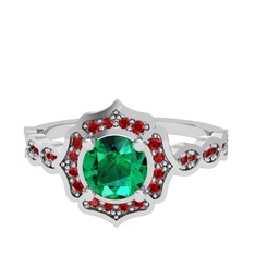 Yeşil kuvars ve garnet 925 ayar gümüş yüzük