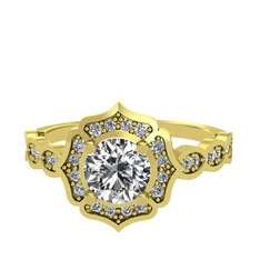 Minimal Arden Yüzük - Pırlanta ve swarovski 925 ayar altın kaplama gümüş yüzük (0.92 karat) #18ltxw7
