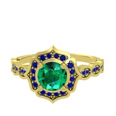 Minimal Arden Yüzük - Yeşil kuvars ve lab safir 8 ayar altın yüzük #192magn