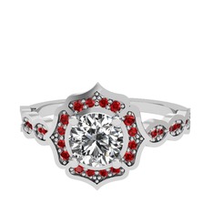 Minimal Arden Yüzük - Beyaz zirkon ve garnet 8 ayar beyaz altın yüzük #1awe7qi