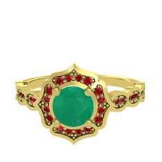 Kök zümrüt ve garnet 925 ayar altın kaplama gümüş yüzük