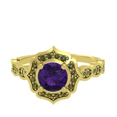 Minimal Arden Yüzük - Ametist ve peridot 925 ayar altın kaplama gümüş yüzük #1c8m4h