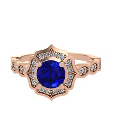 Minimal Arden Yüzük - Lab safir ve swarovski 925 ayar rose altın kaplama gümüş yüzük #1cqu7kb