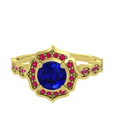 Lab safir ve rodolit garnet 8 ayar altın yüzük