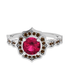 Rodolit garnet ve dumanlı kuvars 925 ayar gümüş yüzük