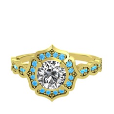 Minimal Arden Yüzük - Swarovski ve akuamarin 925 ayar altın kaplama gümüş yüzük #1f659gf