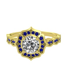 Minimal Arden Yüzük - Swarovski ve lab safir 14 ayar altın yüzük #1gcrryq