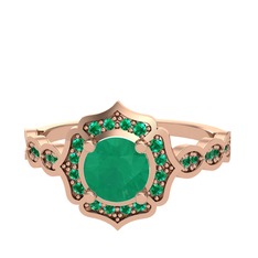 Minimal Arden Yüzük - Kök zümrüt ve yeşil kuvars 14 ayar rose altın yüzük #1j9spdl