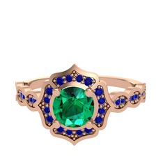 Minimal Arden Yüzük - Yeşil kuvars ve lab safir 14 ayar rose altın yüzük #1jf3smv