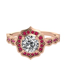 Minimal Arden Yüzük - Swarovski ve rodolit garnet 8 ayar rose altın yüzük #1ld2tb5
