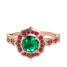 Yeşil kuvars ve rodolit garnet 14 ayar rose altın yüzük