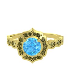 Akuamarin ve peridot 8 ayar altın yüzük