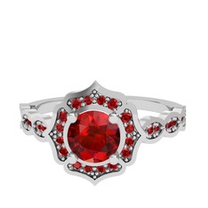 Garnet 18 ayar beyaz altın yüzük