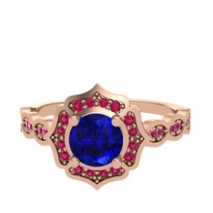 Lab safir ve rodolit garnet 14 ayar rose altın yüzük