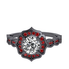 Minimal Arden Yüzük - Pırlanta ve garnet 925 ayar siyah rodyum kaplama gümüş yüzük (0.92 karat) #1ne9wuw