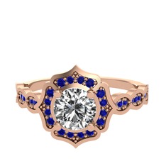 Minimal Arden Yüzük - Swarovski ve lab safir 8 ayar rose altın yüzük #1ocfiqa