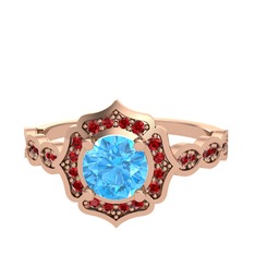 Minimal Arden Yüzük - Akuamarin ve garnet 18 ayar rose altın yüzük #1sn78ut